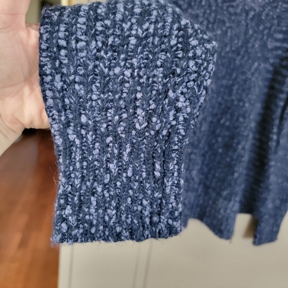 Anthropologie Moth Navy Zipped Stitch Wool/Alpaca Blend Pullover Knit Sweater - Picture 5 of 16